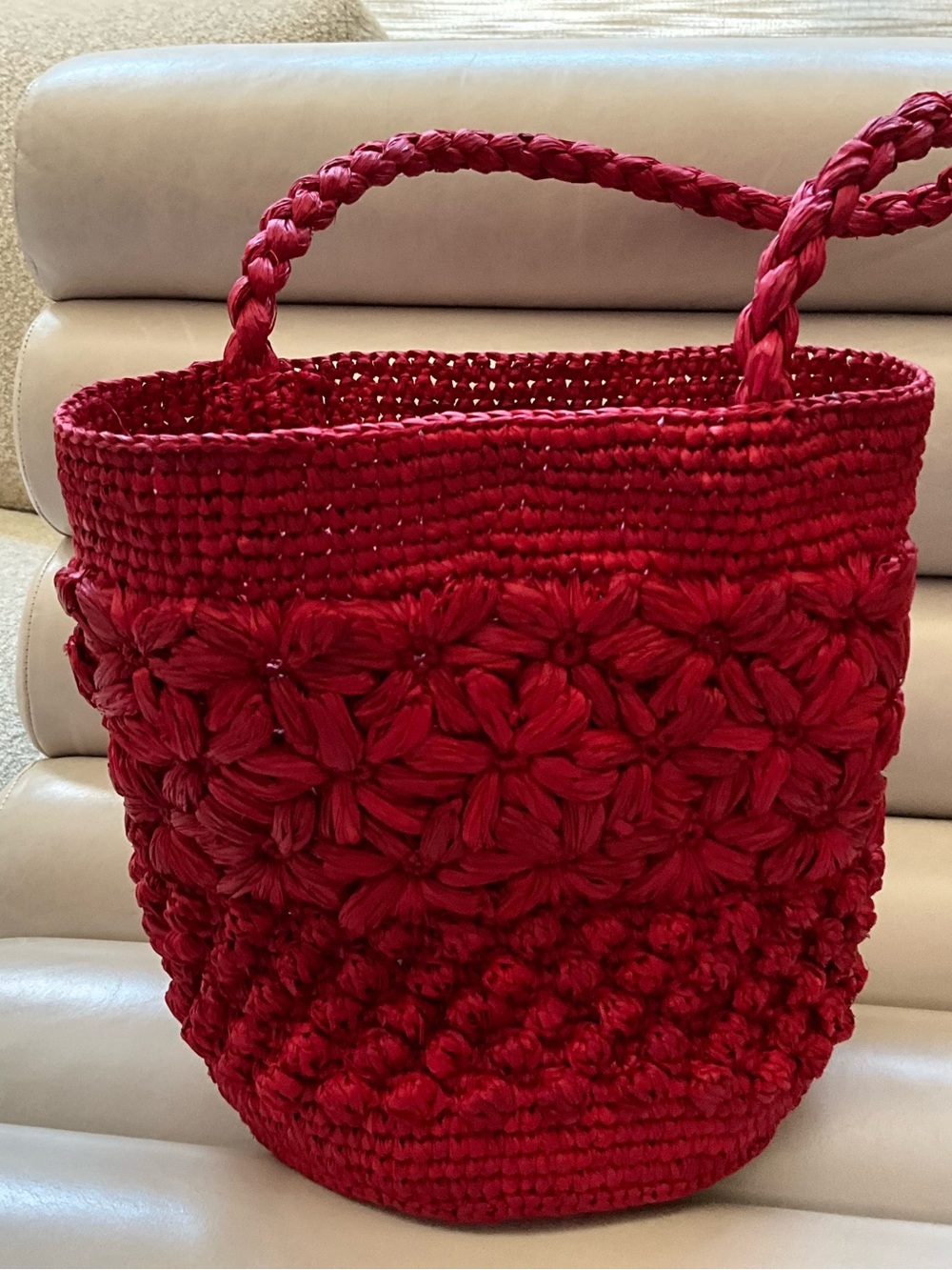 Rouje Handcrafted Red Bucket Bag - Picture 3 of 9